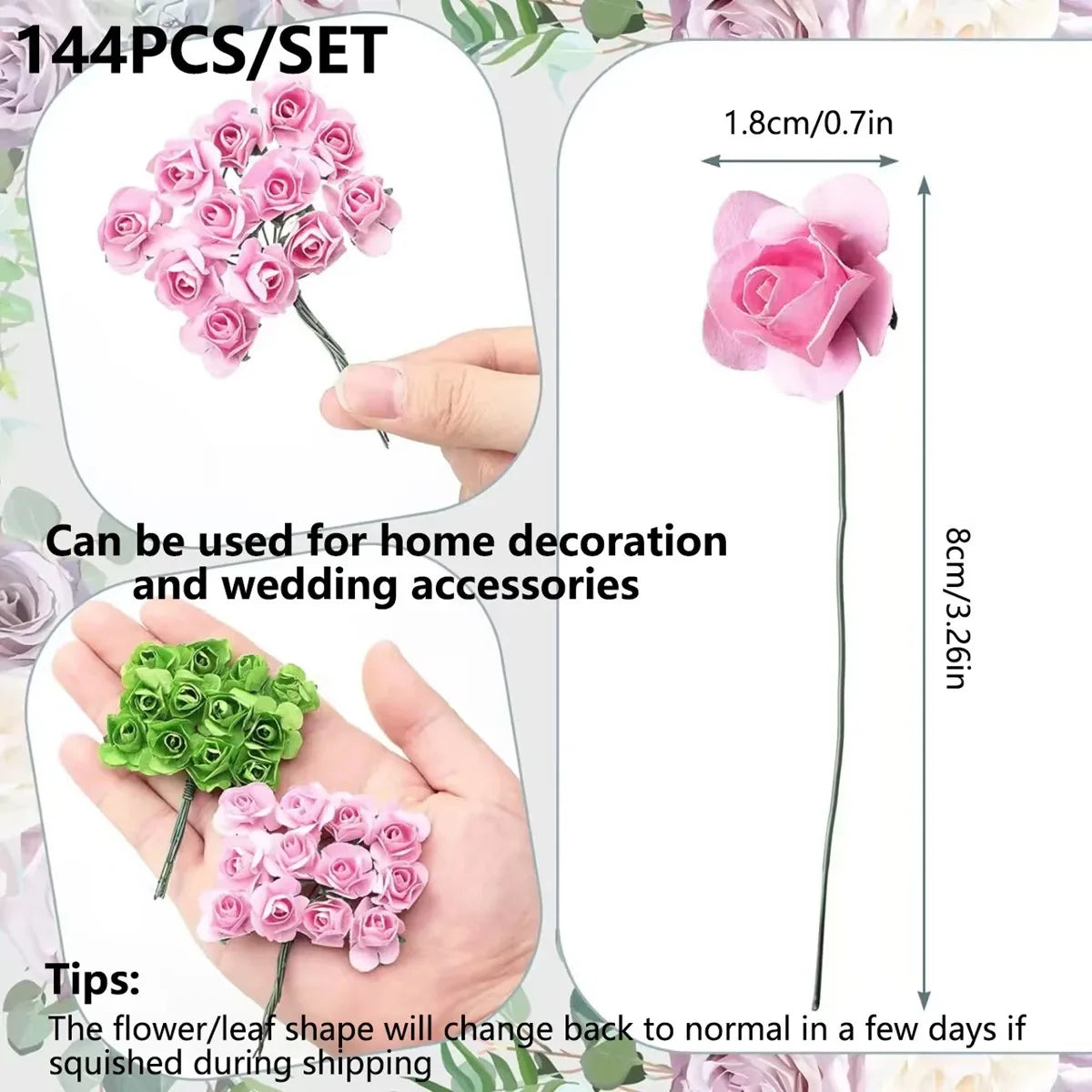 144pcs Paper Rose Artificial Flowers – UV Protection Wedding Décor Artificial Flowers Babs