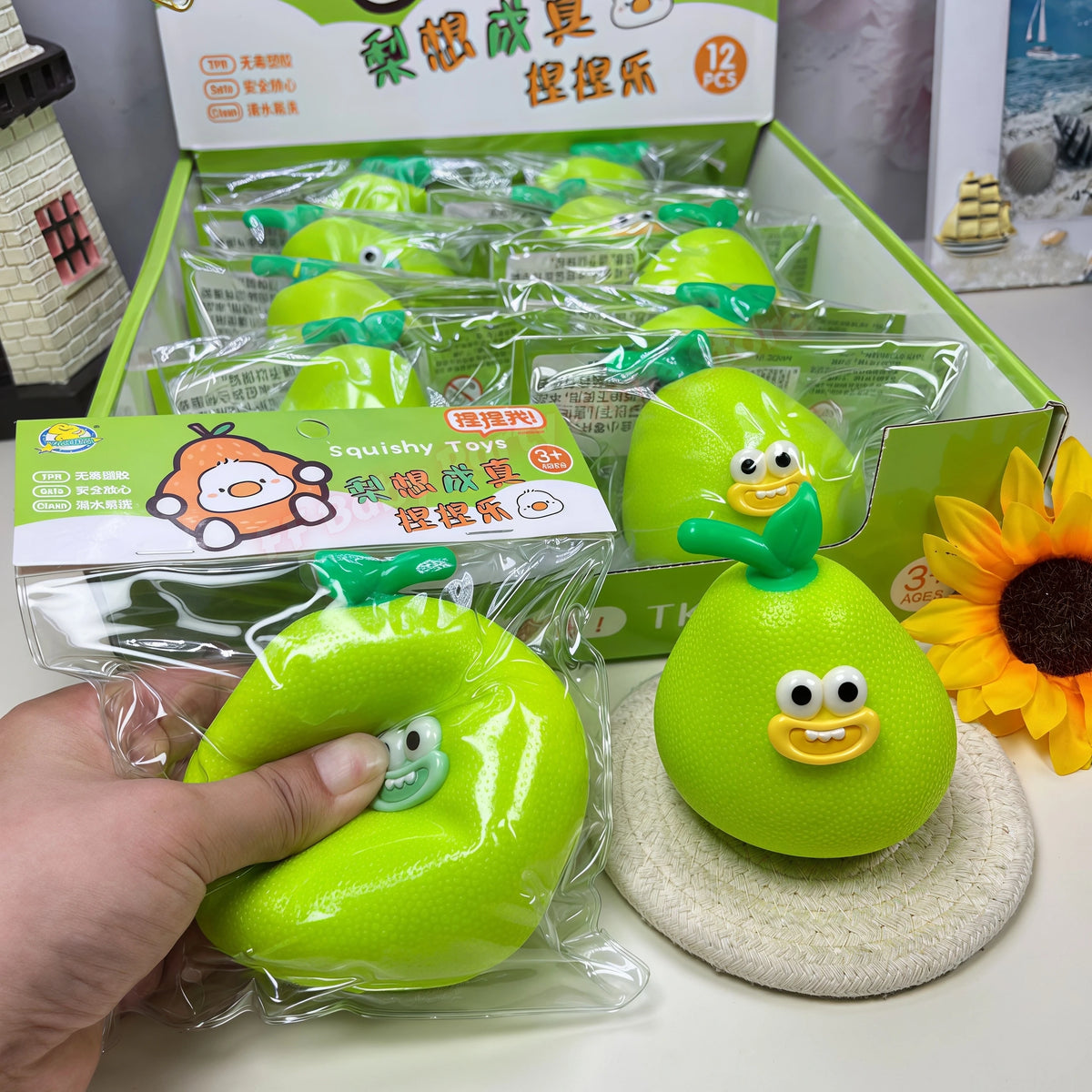 Pear Fruit Squishy Squeeze Pendant – Fidget & Office Decor Squishy Fidget Toy Babs