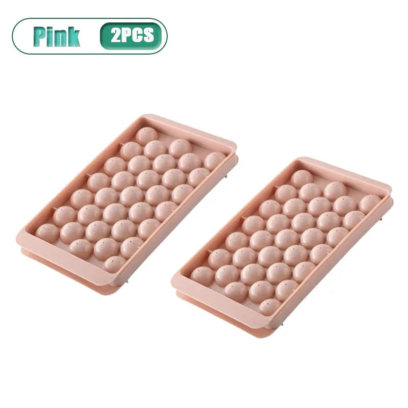 Round Ice Ball Tray | 33-Sphere Food-Grade Silicone Mold Ice Ball Mold Babs Pink-2PCS