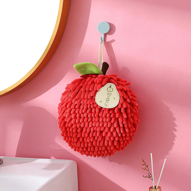 Thick Chenille Hanging Hand Towel – Festive Fruit Design Hanging Hand Towel Babs Red