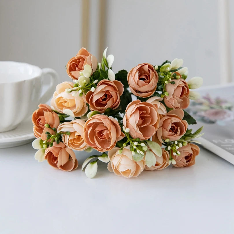 Silk Rose Artificial Flowers Tea Bud Décor 1/5pcs – TTCY Artificial Silk Flowers Babs Champagne 1pc