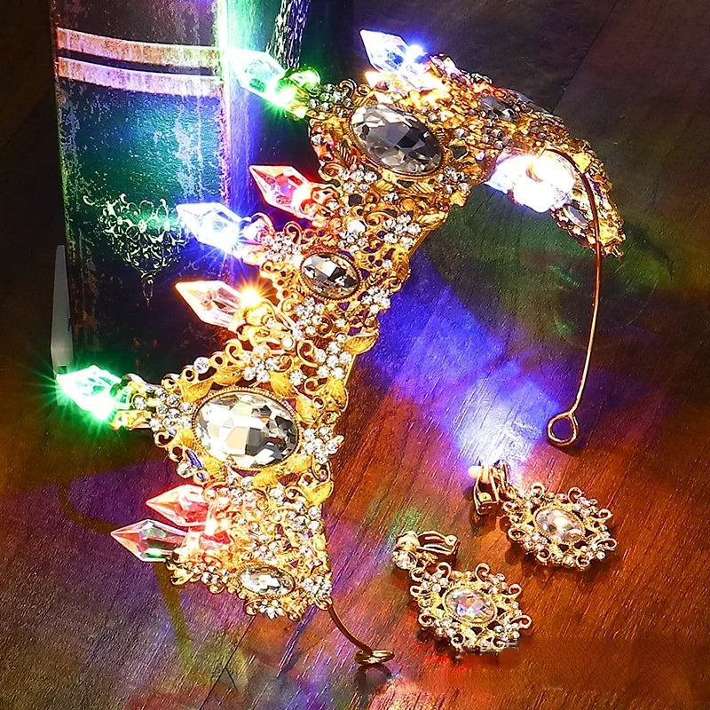 LED Light-Up Bride Crown Tiara | Rhinestone Princess Hair Accessory LED Rhinestone Tiara Babs 8