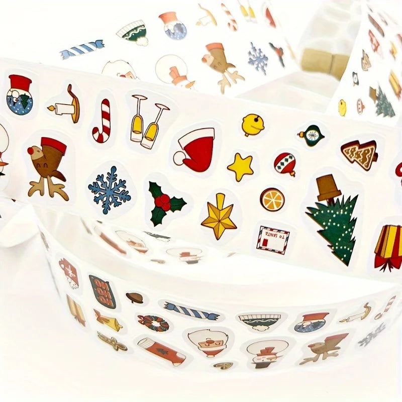 Cartoon Christmas Gift Stickers – Snowman, Elk & Santa Hat Holiday Gift Stickers Babs