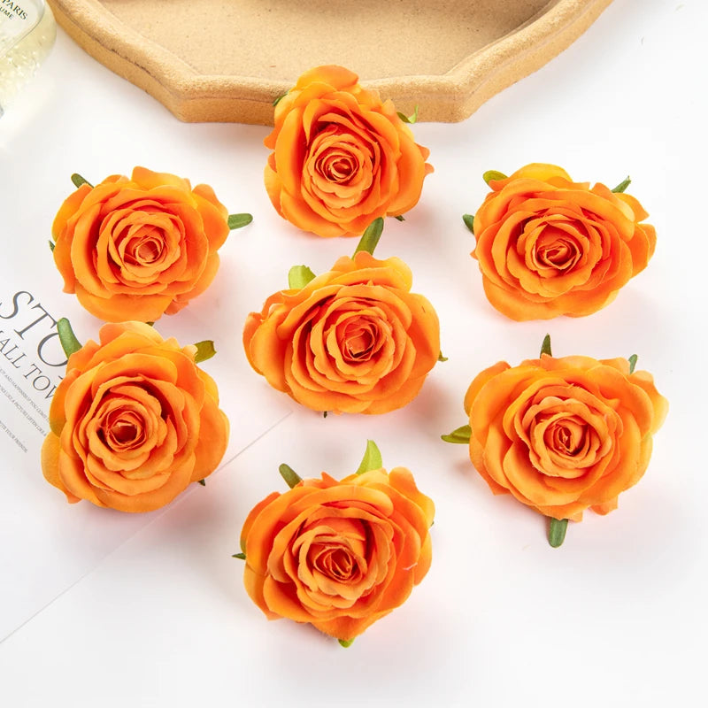 Silk Rose Artificial Flowers – Wedding, Home & DIY Décor Artificial Silk Roses Babs Orange 10 pcs