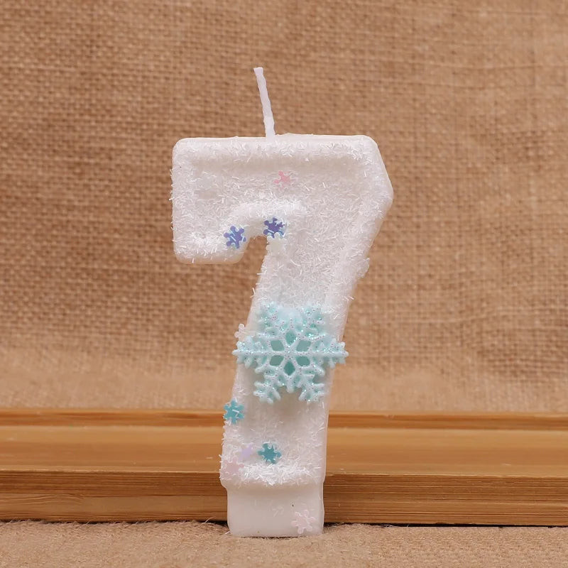 Glitter Snowflake Number Candles 0-9 Birthday Cake Topper Birthday Cake Candles Babs 7