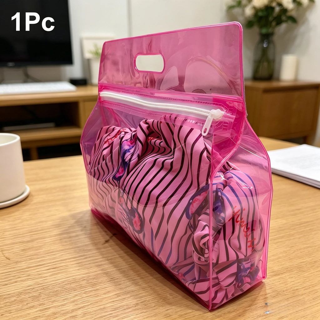Clear Beach Tote Bag – Waterproof PVC, Stadium Approved XL Clear Tote Bag Babs 1Pc-Rose red