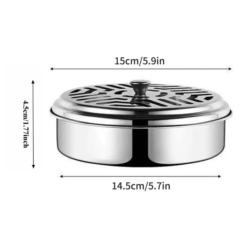 Stainless Steel Mosquito Coil Holder Round Tray with Cover Mosquito Coil Holder Babs