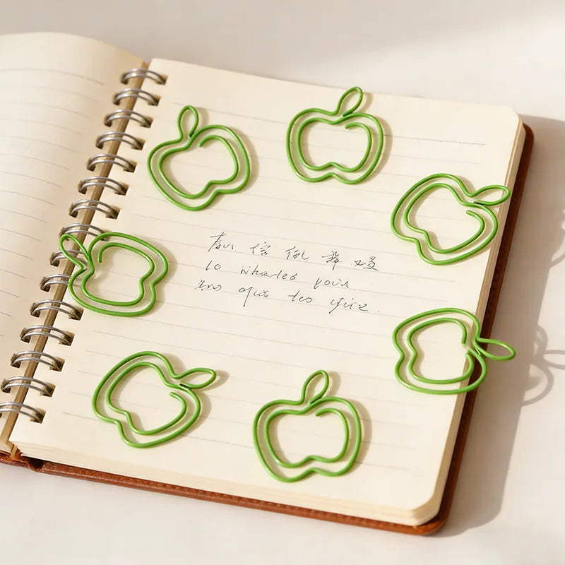 20pcs Apple Shaped Paper Clips – Cute Colored Binder Clips Shaped Paper Clips Babs