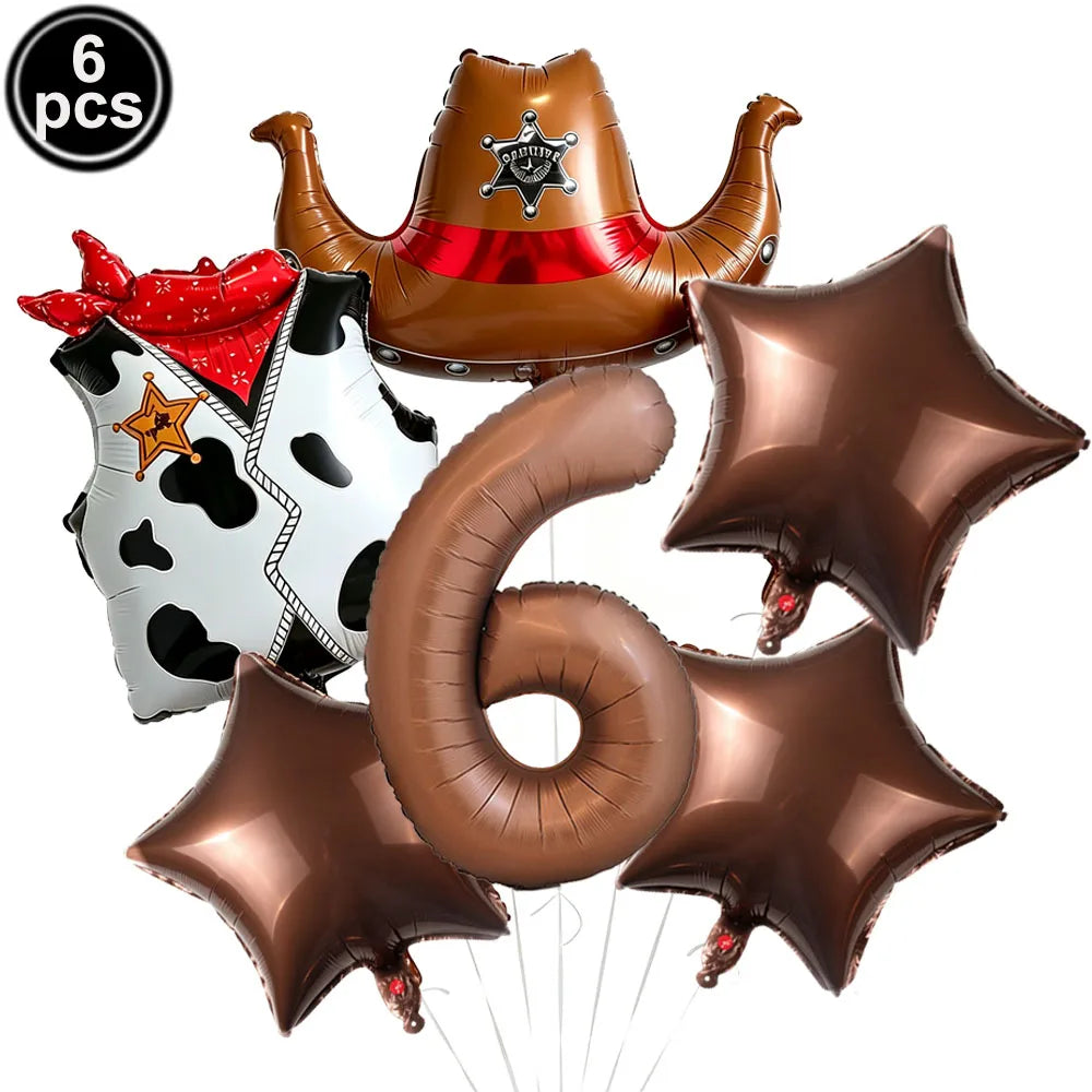 Western Cowboy Foil Balloon Set – 6pc Birthday Party Decor Party Foil Balloons Babs Camouflage As pictures show