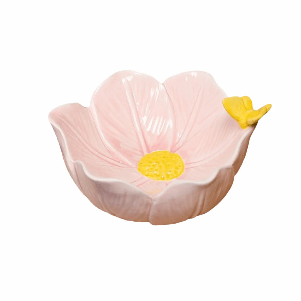 Ceramic Tulip Flower Jewelry Tray & Trinket Dish Organizer Ceramic Jewelry Tray Babs Butterfly pink