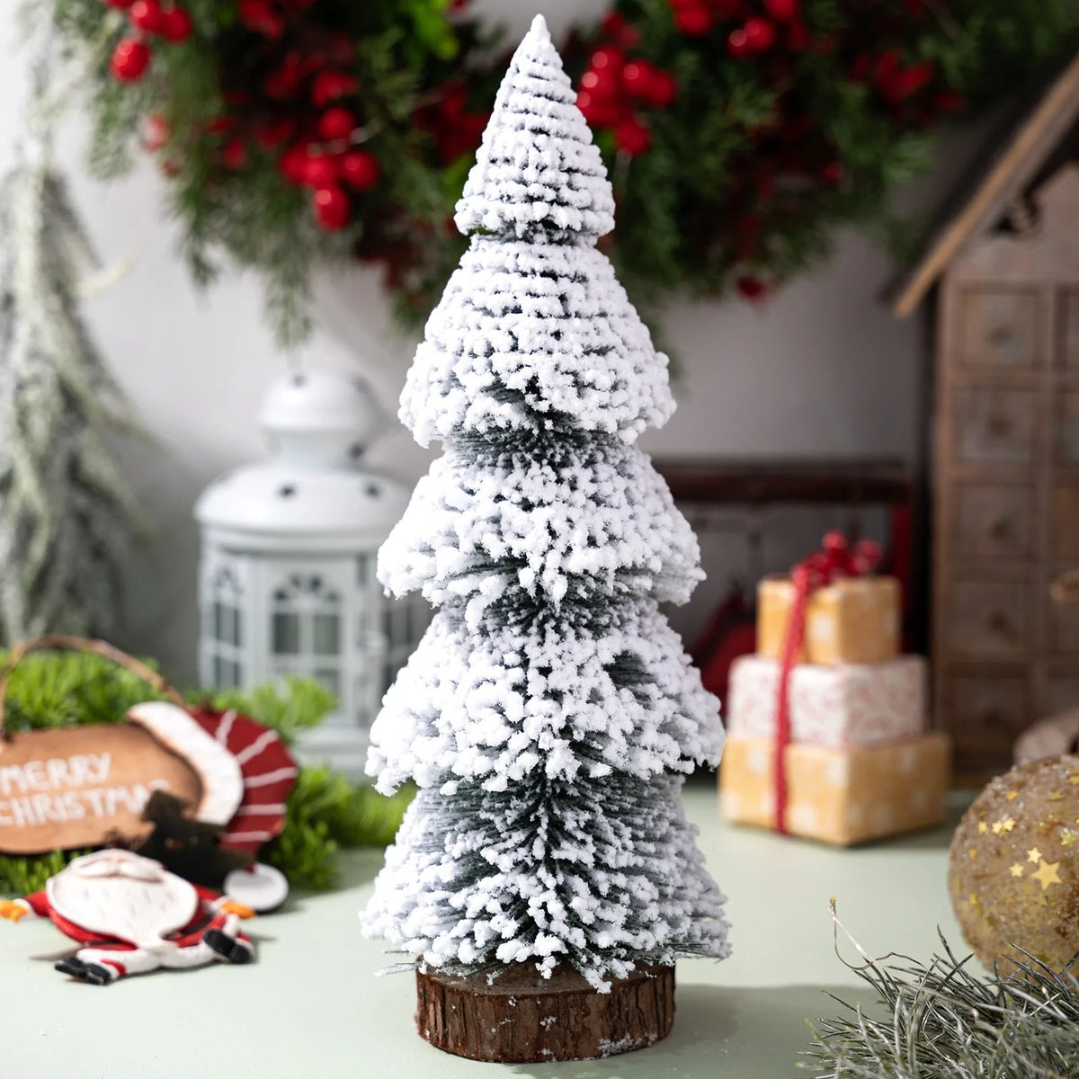 Mini Snow Pine Christmas Tree Ornaments – Set of 4 Desktop Decor Christmas Tree Ornament Babs D
