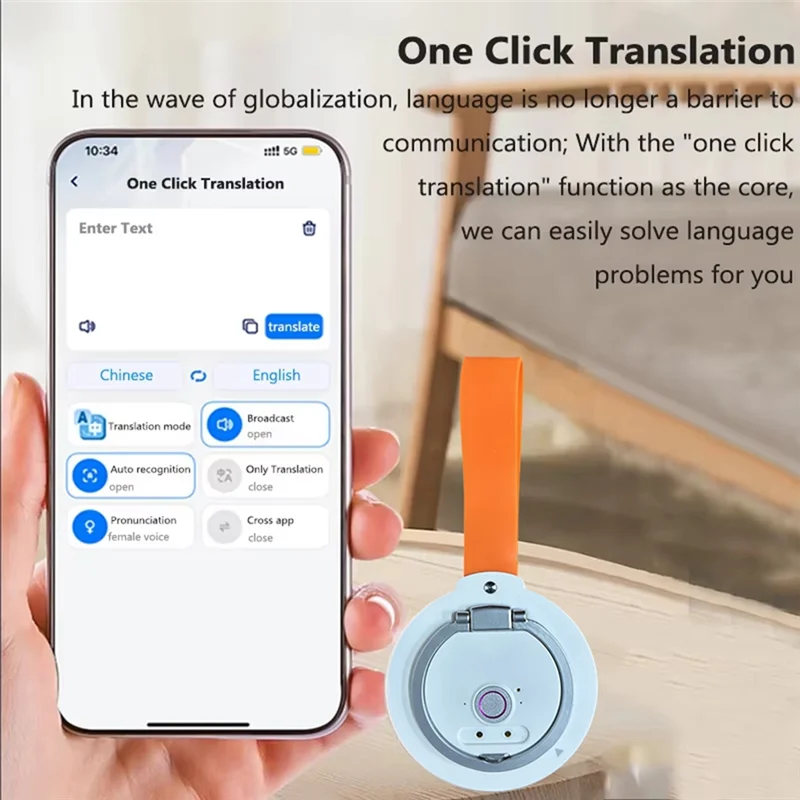 Smart AI Translator T9 – 138 Languages, Voice & Photo AI Language Translator Babs White