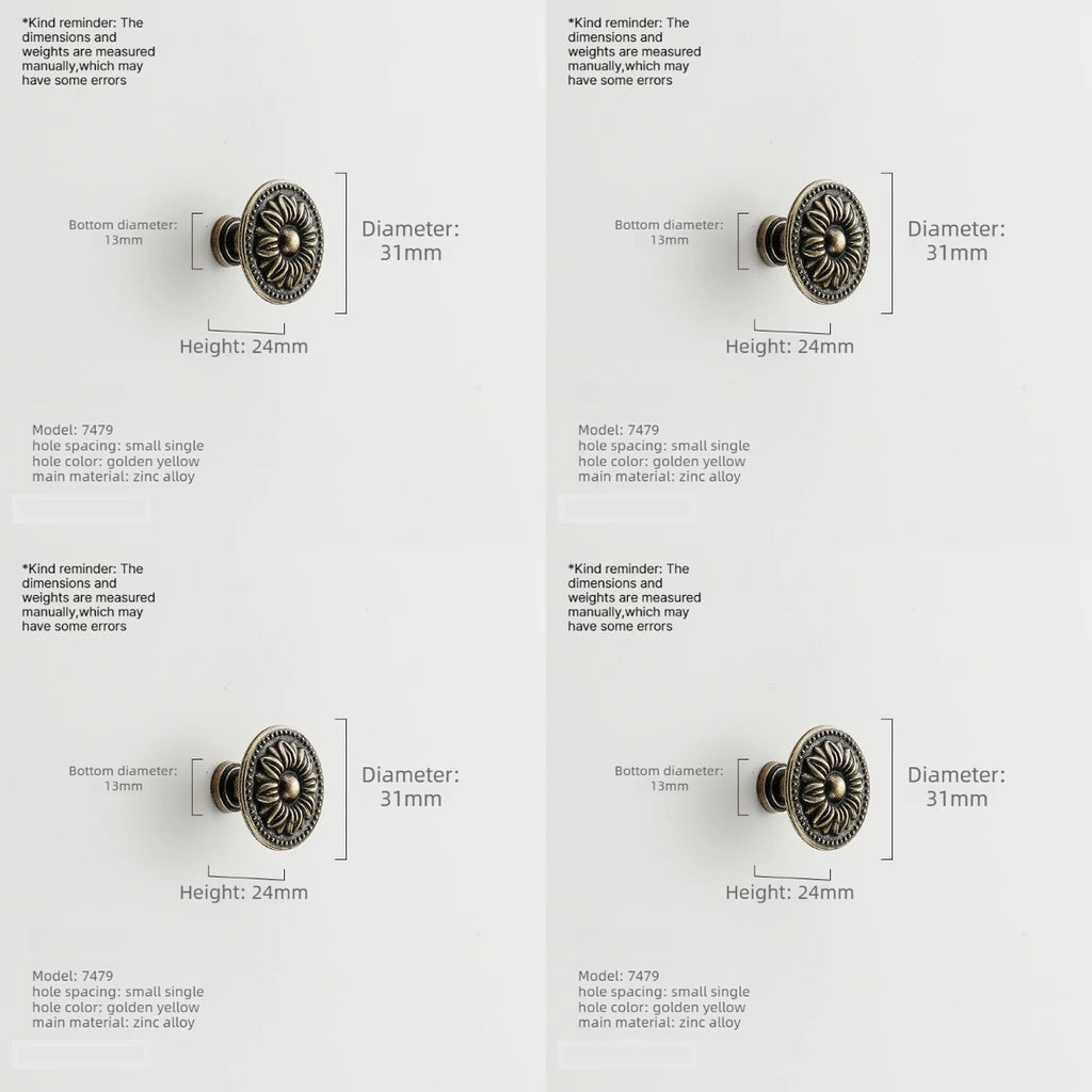 4pcs Vintage Bronze Cabinet Drawer Pull Handles – Zinc Alloy Cabinet Drawer Handles Babs 4pcs-A