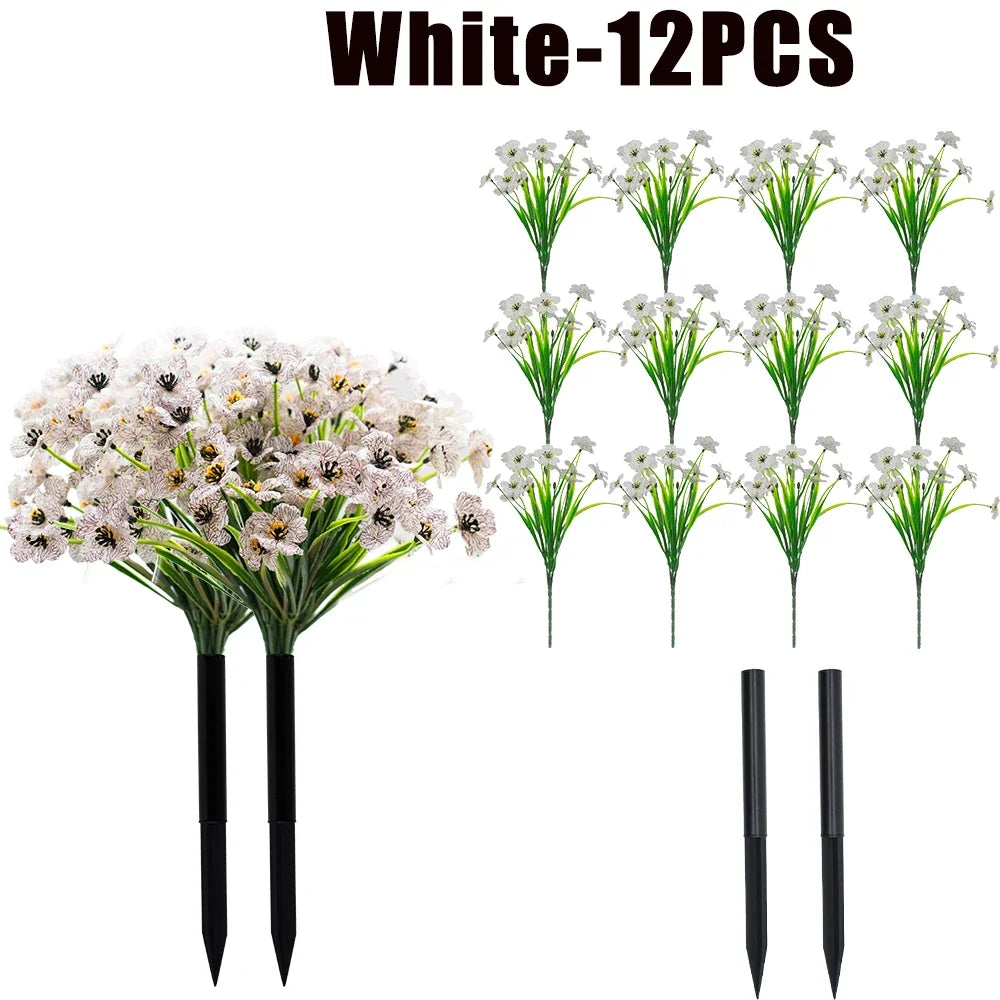 UV Resistant Artificial Violet Flowers – Garden & Wedding Décor Artificial Flower Shrubs Babs White-12PCS