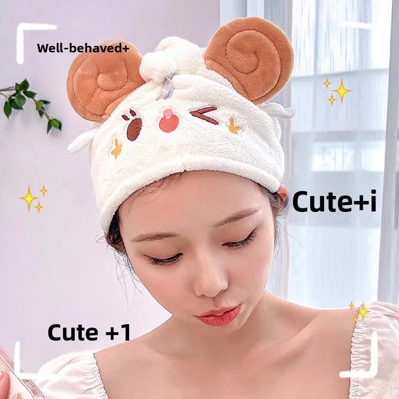 Kawaii Sheep Hair Towel Wrap Cap – Quick Dry & Absorbent Hair Towel Wrap Cap Babs