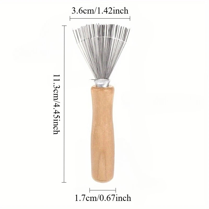Mini Hair Brush Cleaner Tool – Metal Wire Rake & Wooden Handle Hair Brush Cleaner Babs
