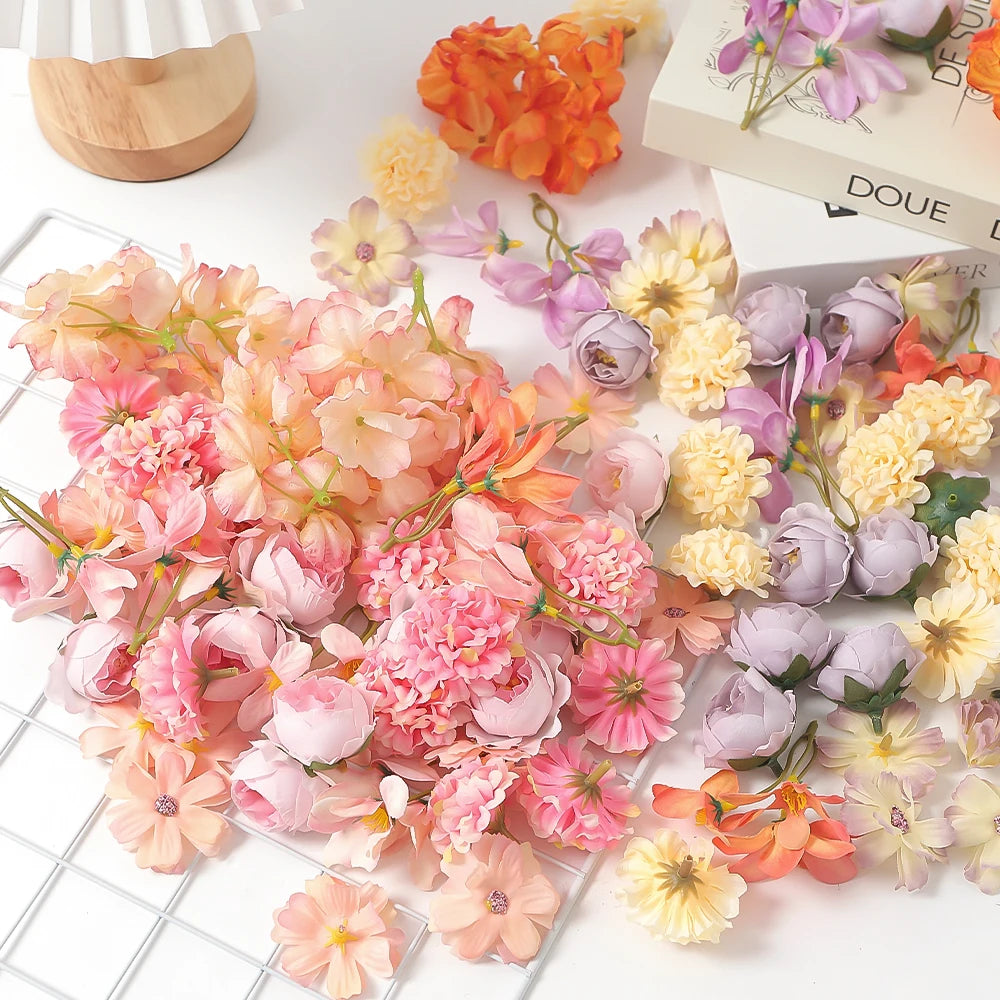 45Pcs Silk Rose & Chrysanthemum Artificial Flowers | Home & Wedding Artificial Flower Set Babs