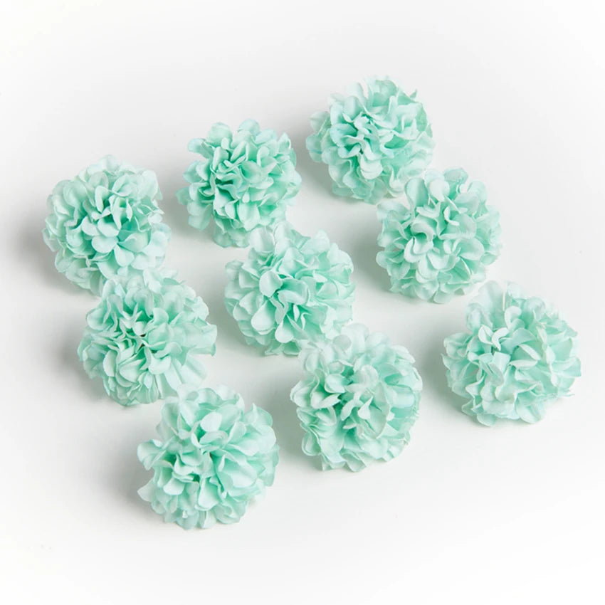 50Pcs Silk Carnation Flower Heads for Wedding & DIY Décor Artificial Flower Heads Babs light green 10pieces