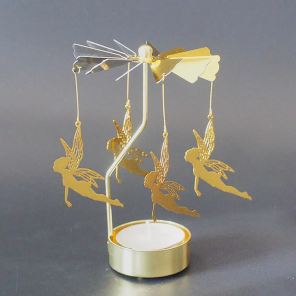 Rotating Carousel Tea Light Candle Holder – Gold & Silver Candle Holder Babs