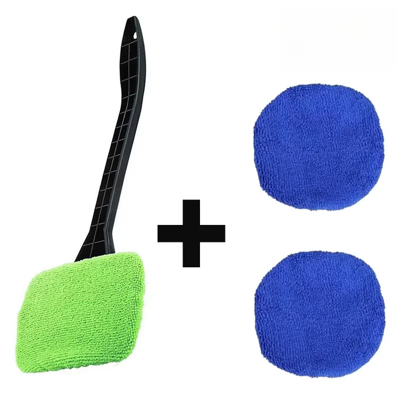 Car Window Cleaner Brush Kit – Long Handle Microfiber Wiper Car Cleaning Brush Babs Green-1Set