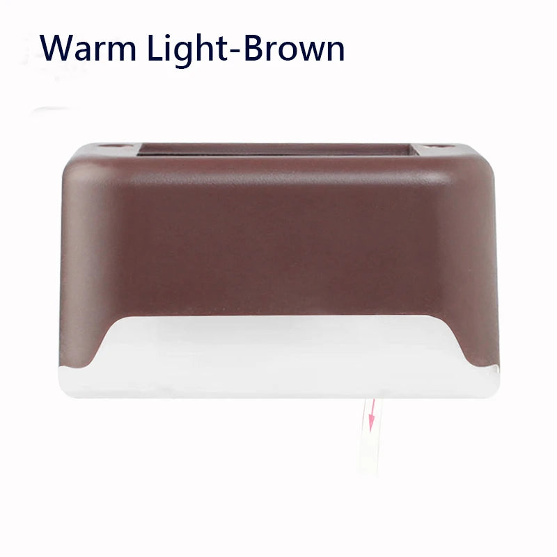 Solar Fence Lights Outdoor Waterproof LED Garden Step Lamps Solar Outdoor Light Babs Warm Light-Brown 12PCS