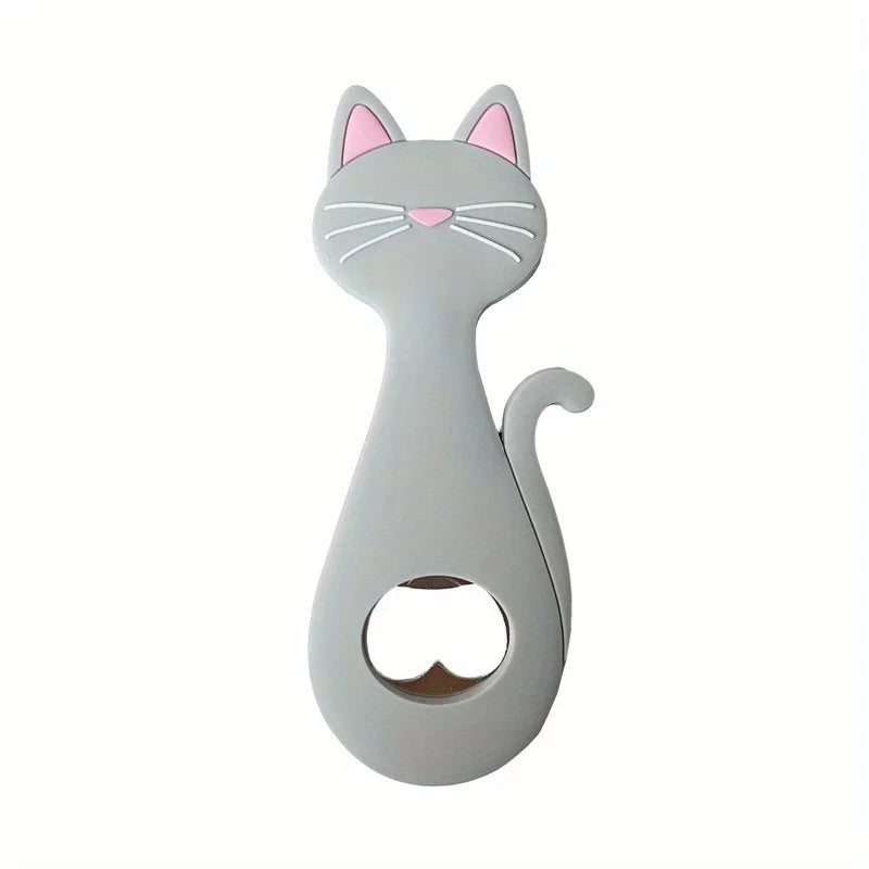 Magnetic Cat Fridge Bottle Opener – Cartoon Fridge Magnet Magnetic Bottle Opener Babs gray