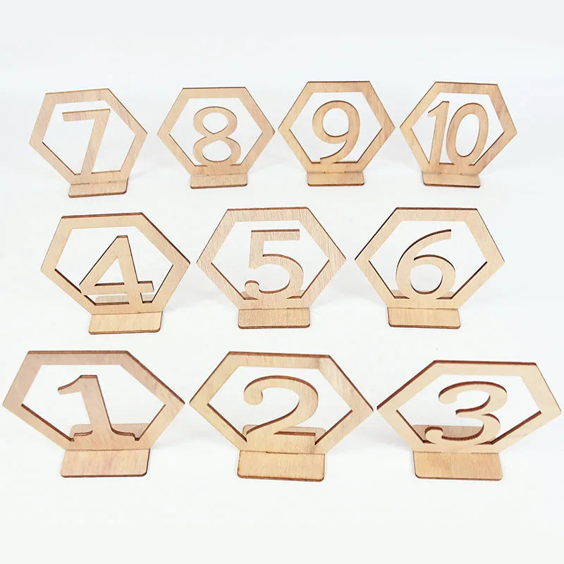 10pcs Hexagon Wooden Table Number Signs – Rustic Wedding Décor Table Number Signs Babs