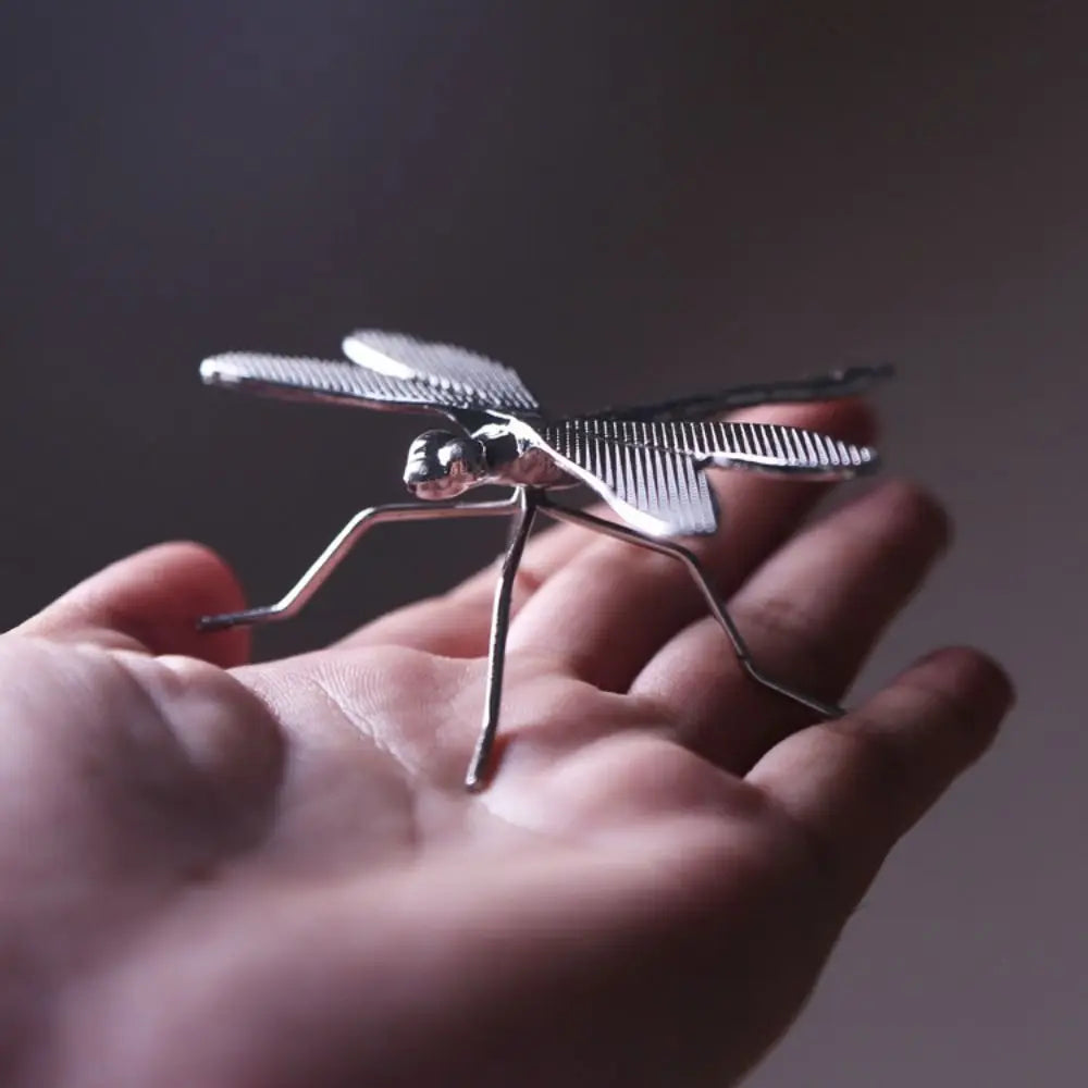 3D Metal Dragonfly Ornament – Gold & Silver Tea Pet Home Decor Decorative Figurine Babs
