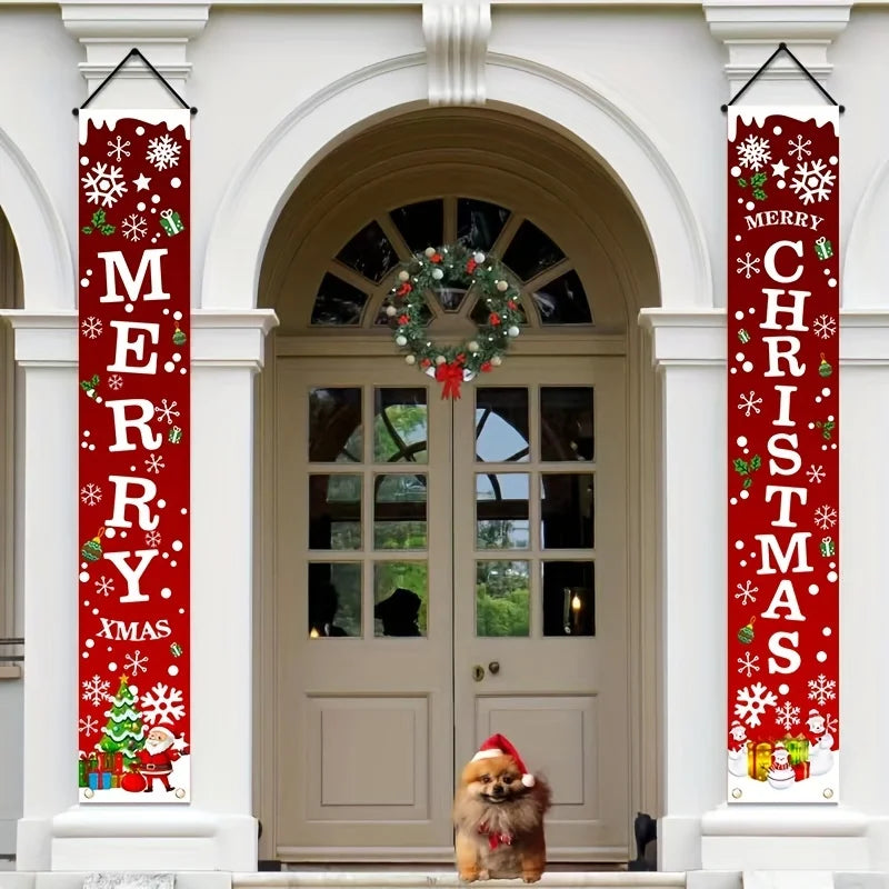 Christmas Banners Pair – 180cm Holiday Home & Garden Decor Holiday Banner Decor Babs