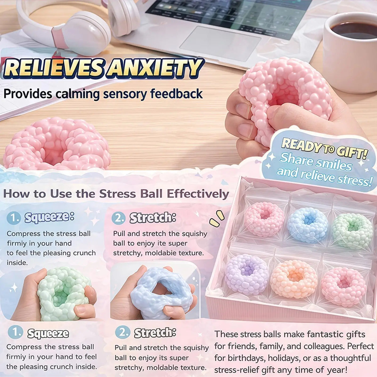 Crunchy Stress Ball – Sand-Filled Squeeze Toy for Focus & Calm Fidget Stress Ball Babs