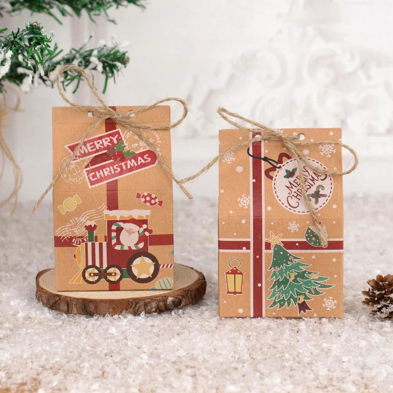 Christmas Kraft Paper Candy Gift Boxes – Santa House Design Holiday Gift Boxes Babs