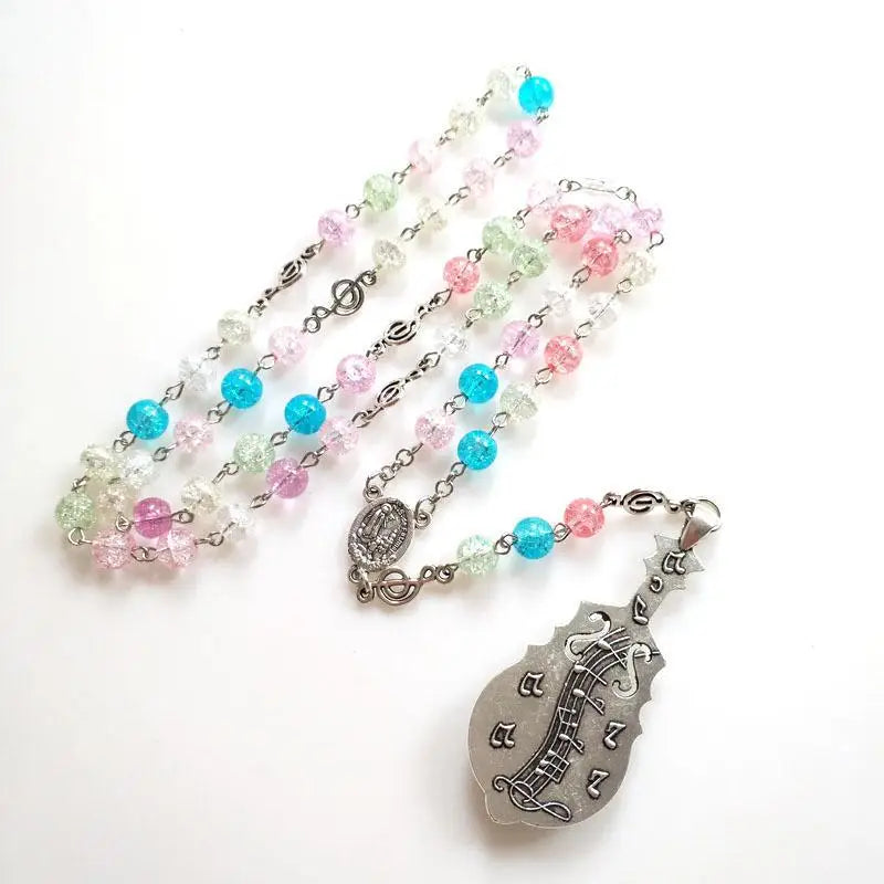 Catholic Rosary Bead Necklace – Long Chain Crucifix Pendant Rosary Bead Necklace Babs