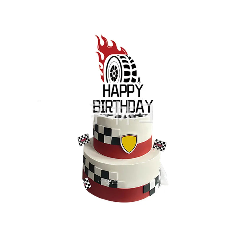 Race Car Birthday 3-Tier Cupcake Stand, Toppers & Wrappers Set Party Cupcake Stand Set Babs 1pc cake topper