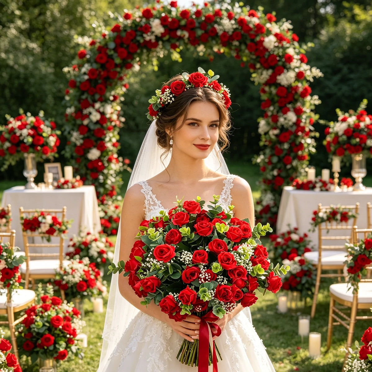 Silk Rose Artificial Flower Bouquet – Wedding & Home Décor Artificial Flower Bouquet Babs