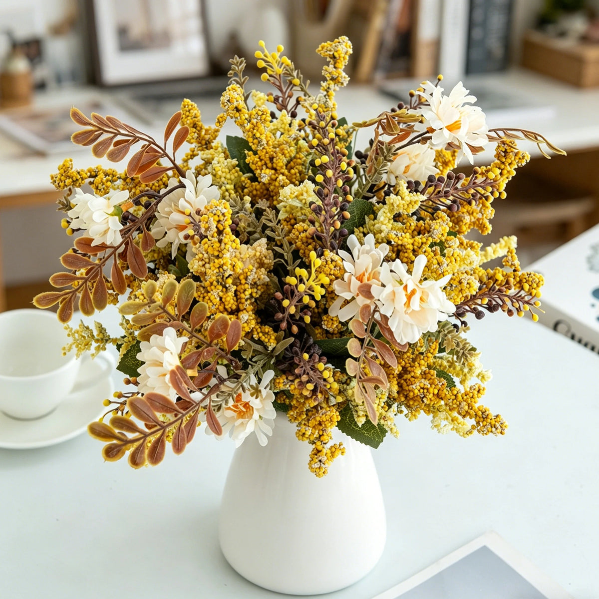 Silk Artificial Chrysanthemum Bouquet – Wedding & Home Décor Artificial Flower Bouquet Babs