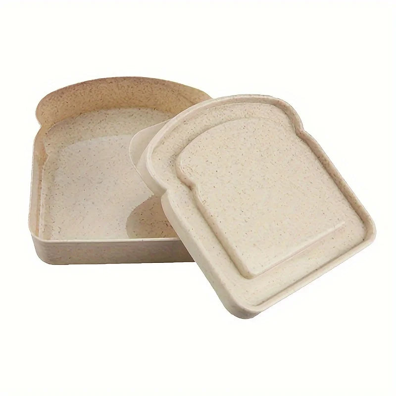 Toast-Shape Sandwich Bento Box with Lid – Reusable Lunch Sandwich Storage Box Babs Beige