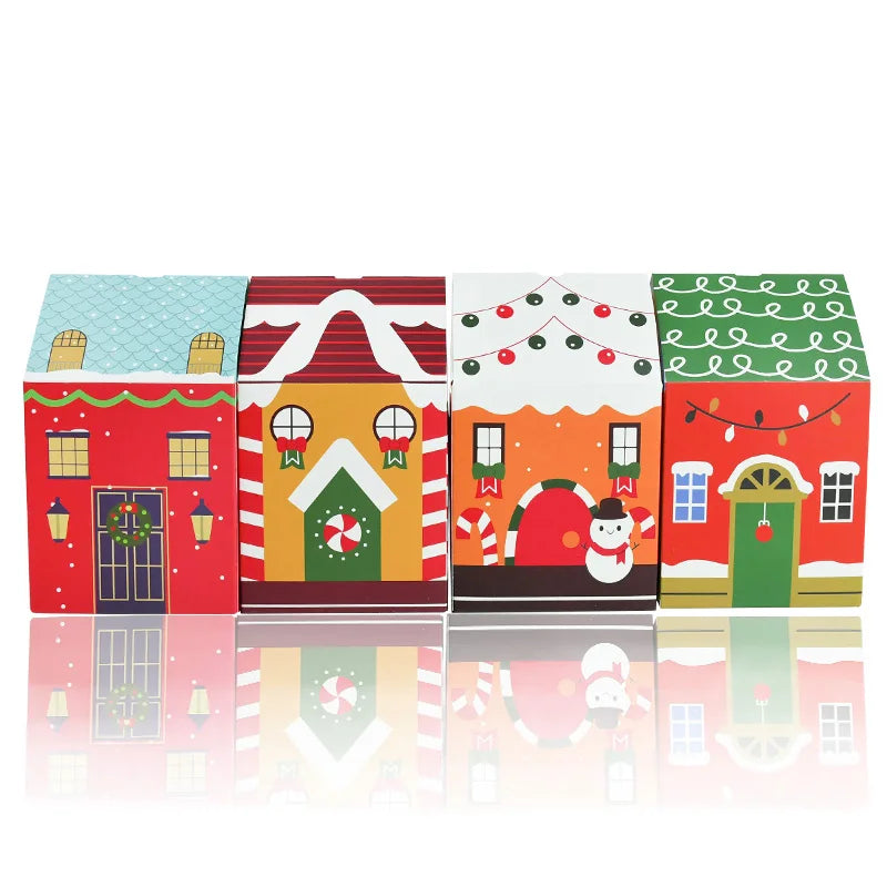 4pcs Christmas House Candy Gift Boxes – Holiday Party Treats Holiday Gift Box Babs