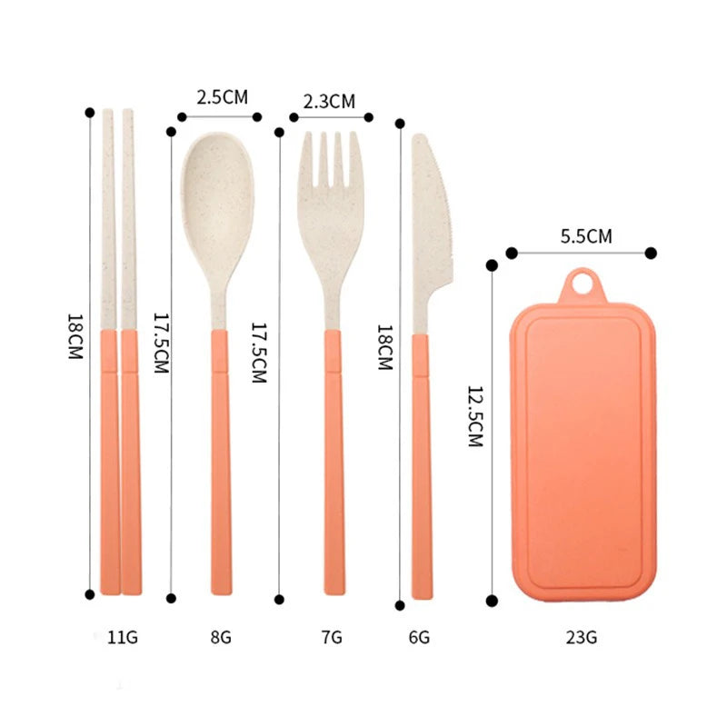 4-Piece Wheat Straw Portable Cutlery Set – Camping & Lunch Portable Cutlery Set Babs