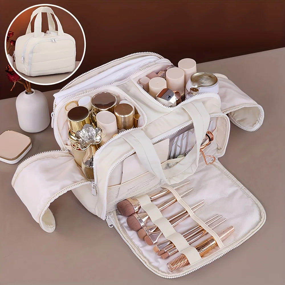 Waterproof Portable Makeup Storage Bag – Large Capacity Travel Makeup Storage Bag Babs Beige M