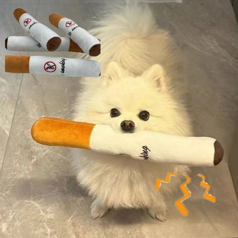 Plush Cigarette Squeaky Pet Toy – Cats & Dogs Chew Toy Squeaky Pet Toy Babs