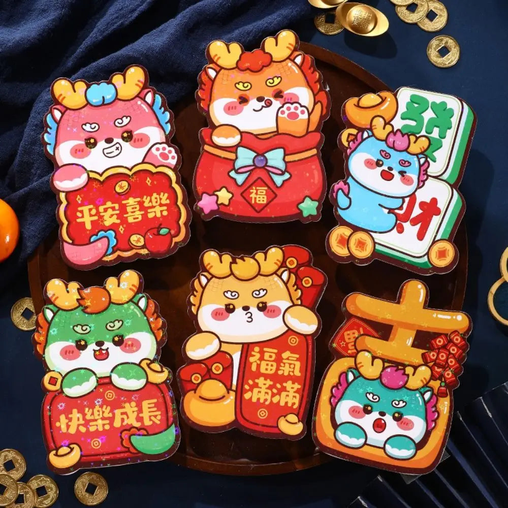 6-Pack Dragon Year Chinese Red Envelopes – Lucky Money Bags Red Envelopes Babs