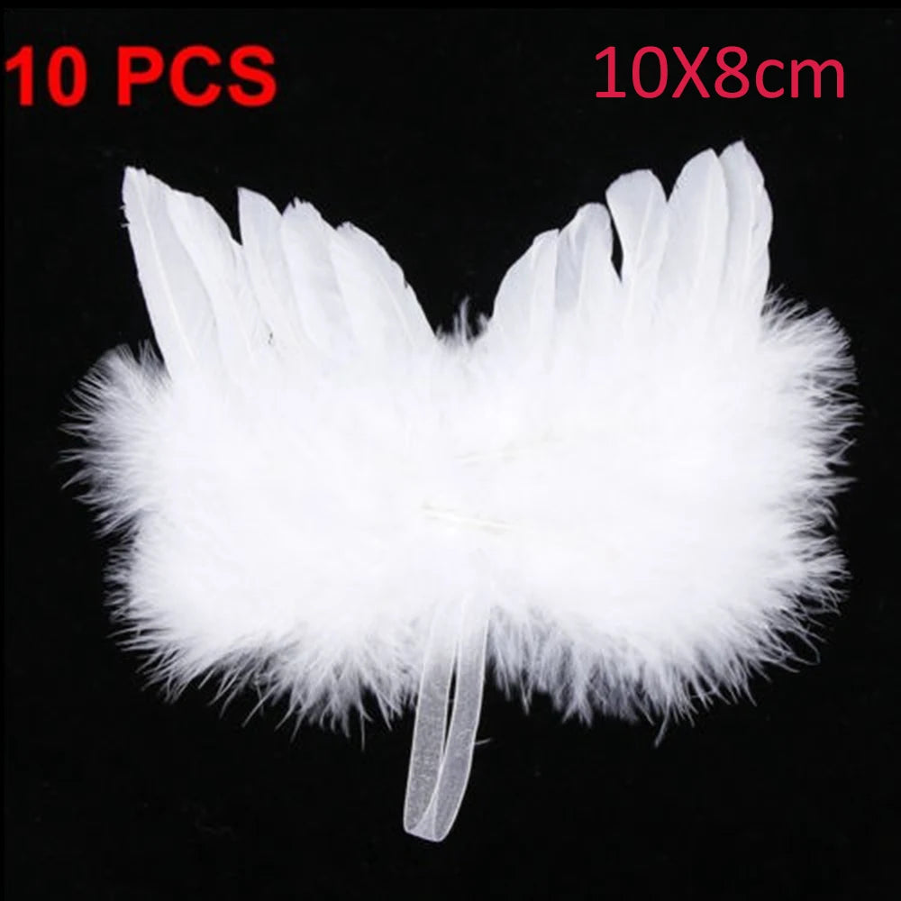 10Pcs Feather Angel Wings Ornaments – Christmas & Wedding Decor Holiday Ornaments Babs 10X8cm
