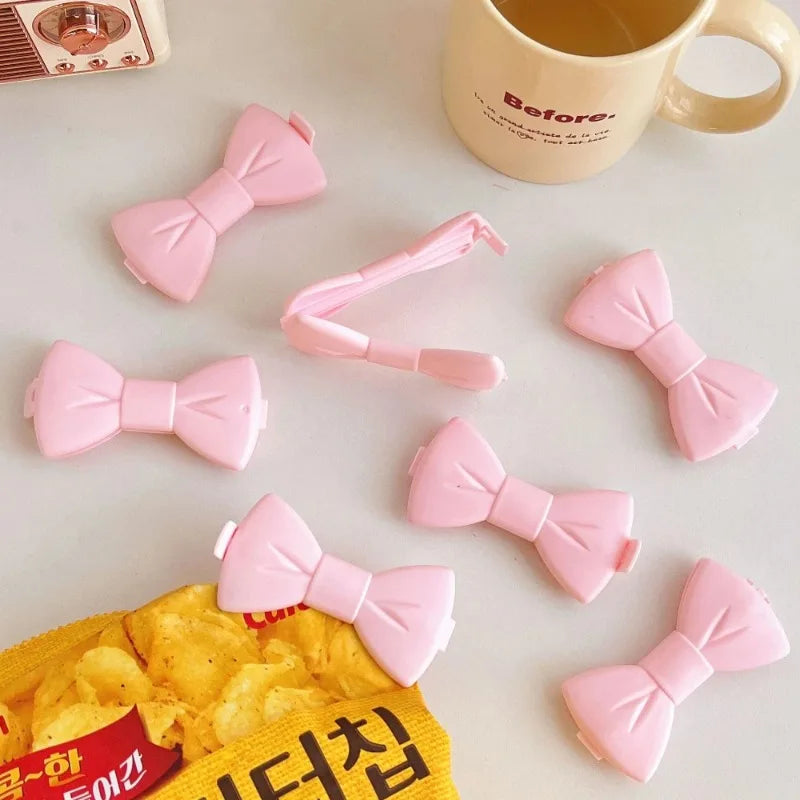 5-Pack Kawaii Pink Bow Food Sealing Clips – Moisture-Proof Food Sealing Clips Babs