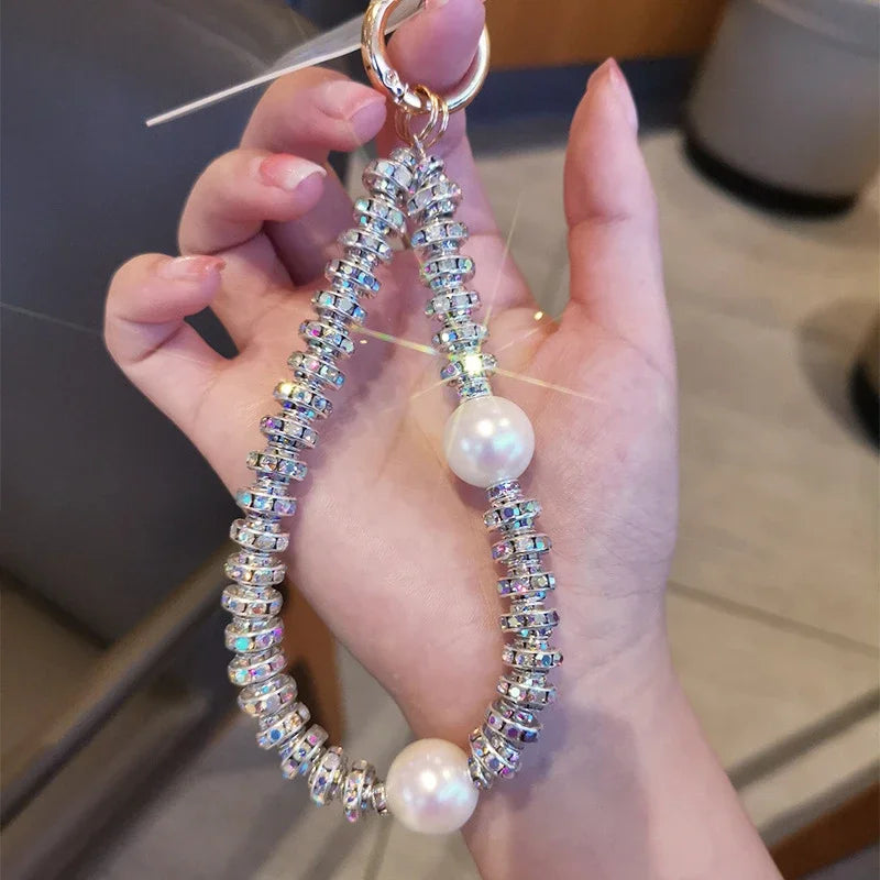 Pearl Rhinestone Phone Lanyard – Universal Mobile Chain Phone Lanyard Chain Babs