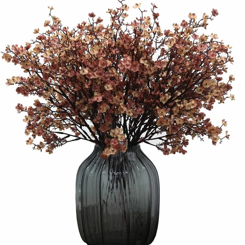 White Artificial Cherry Blossom & Gypsophila Silk Flowers Artificial Silk Flowers Babs Dark Khaki