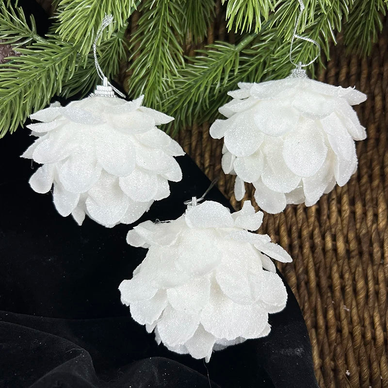 3pcs White Foam Christmas Ball Ornaments 8cm | Xmas Tree Decor Christmas Ornaments Babs A 8cm