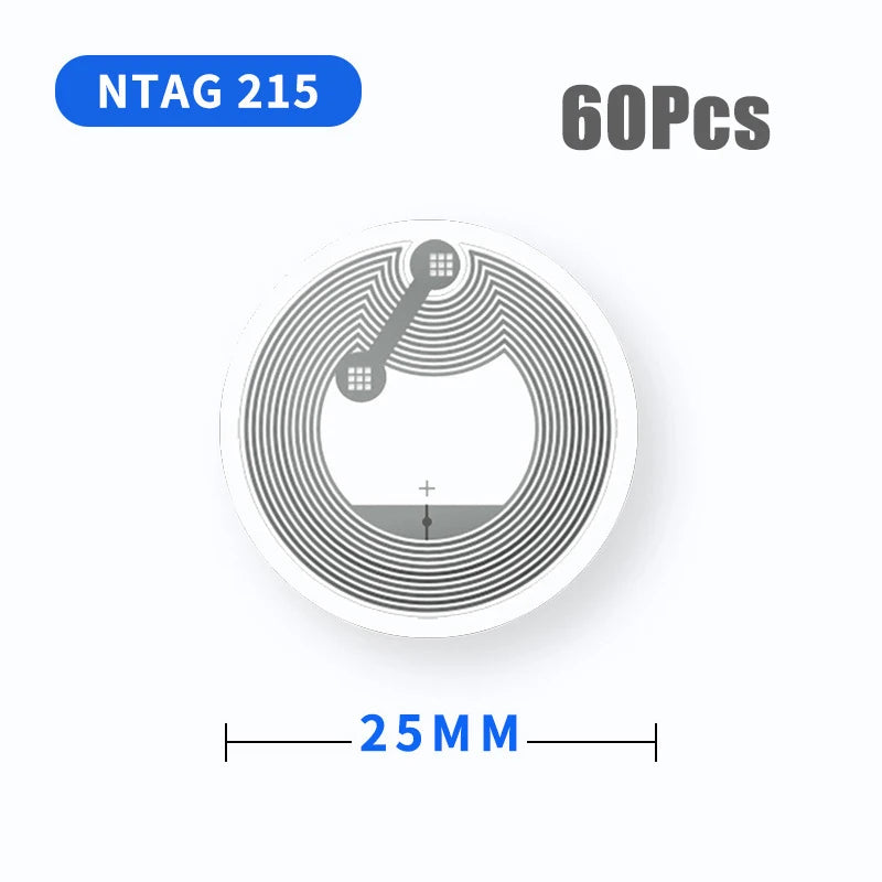 60pcs NTAG215 NFC Adhesive Sticker Tags – WiFi & Automation NFC Sticker Tags Babs 60pcs White