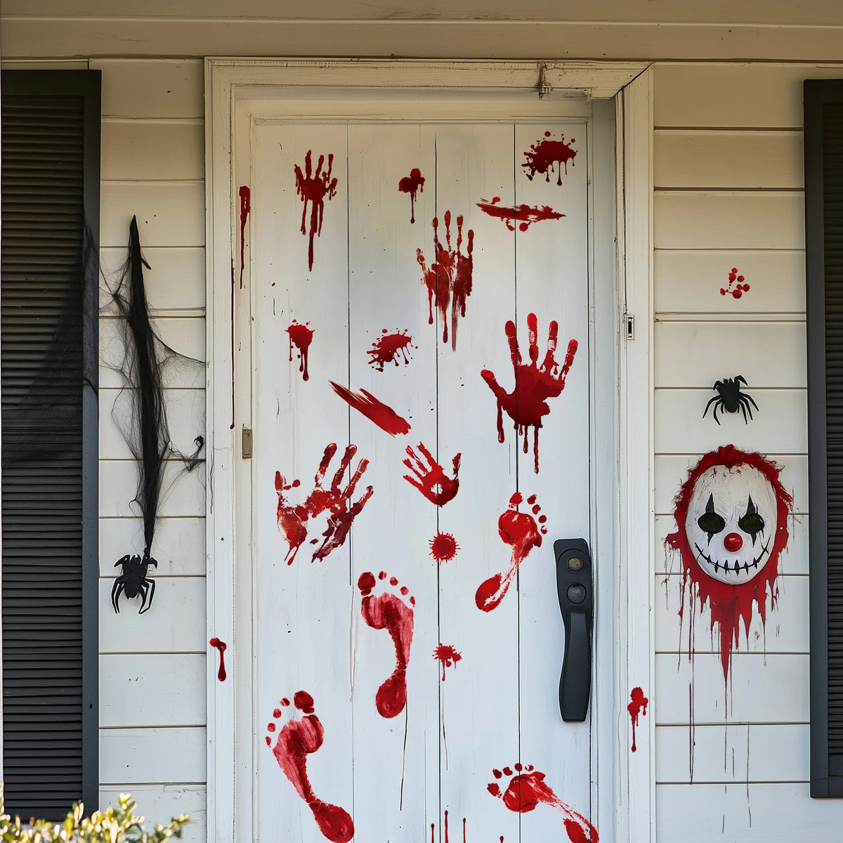 4pcs Halloween Blood Handprint & Footprint Stickers | Floor Decals Halloween Decor Stickers Babs
