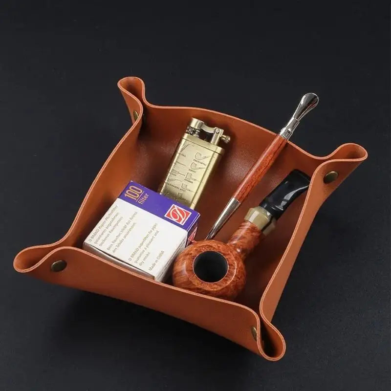 PU Leather Foldable Rolling Tray – Portable Valet Organizer Valet Tray Organizer Babs