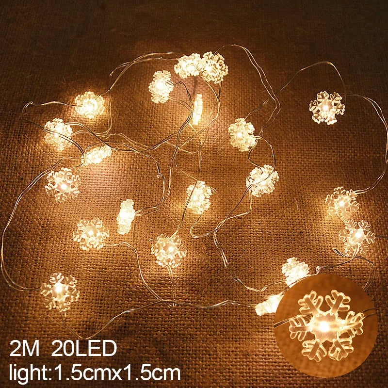 2M 20-LED Santa Snowflake String Lights – Christmas Tree Decor Christmas String Lights Babs Snowflake